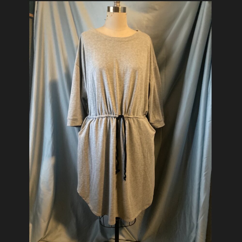 Curvyture Heather Grey Sweatshirt Midi Drawstring Dress  size 2x
